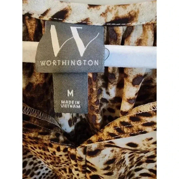 Women's Worthington Y Neck Short Sleeve Satin Blouse - Picture 4 of 5